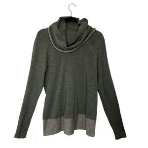 Free People Beach Cowell Neck Green Long Sleeve Top Medium Loungewear Cozy